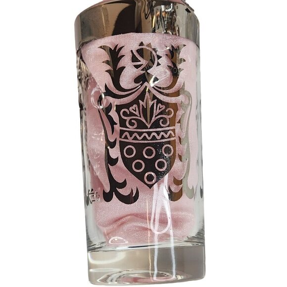 Vintage Kimiko Bar Glasses Silver Guardian Shield Coat Of Arms Tall Tumblers HIg - Picture 12 of 16
